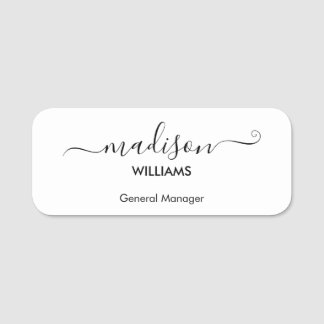 Modern minimalist White Company Employee Namnbricka