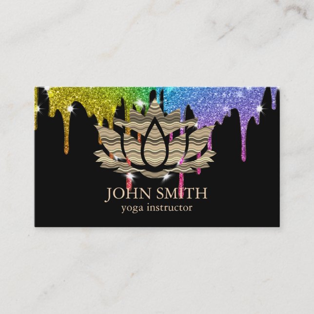 Modern Minimalist White Guld Lotus Yoga Instructor Visitkort (Framsida)