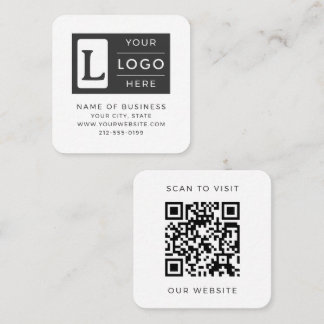 Modern Minimalist White QR Code Custom Logo Fyrkantigt Visitkort