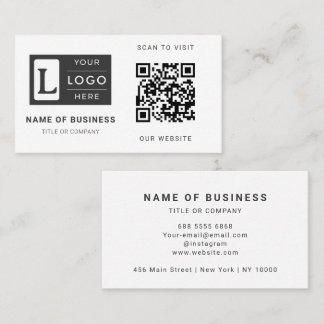 Modern Minimalist White QR Code Custom Logo Visitkort