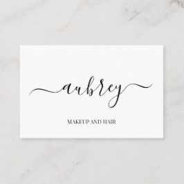 Modern minimalist white script Black Visitkort