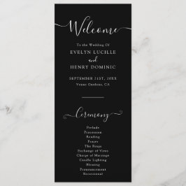 Modern minimalist White Script Bröllop Ceremony Program