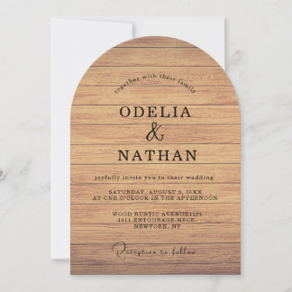 Modern Minimalist Wooden Texture Wedding Inbjudningar