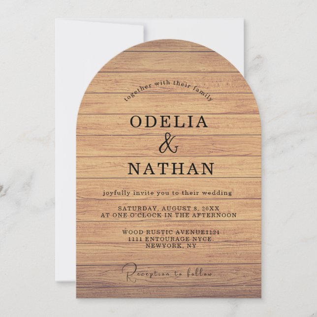 Modern Minimalist Wooden Texture Wedding Inbjudningar (Framsida)