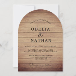 Modern Minimalist Wooden Texture Wedding Inbjudningar
