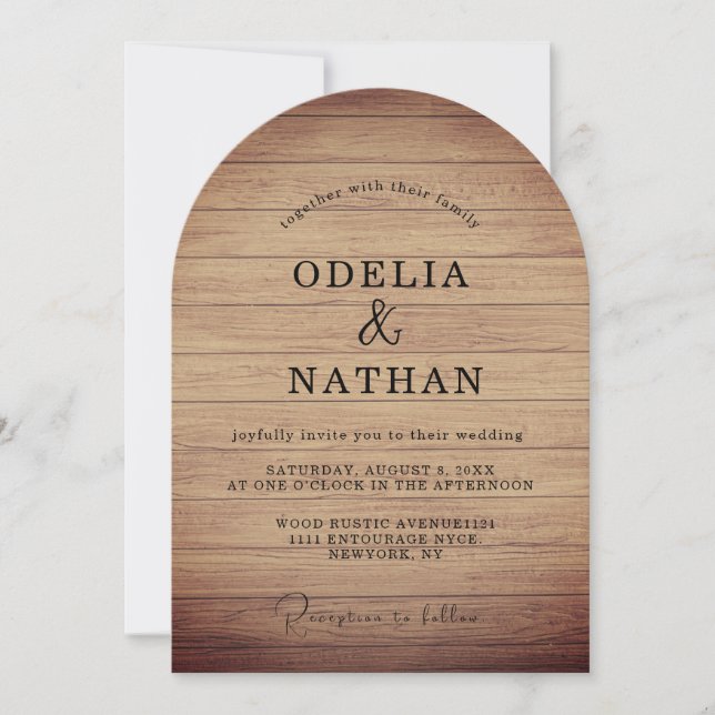 Modern Minimalist Wooden Texture Wedding Inbjudningar (Framsida)