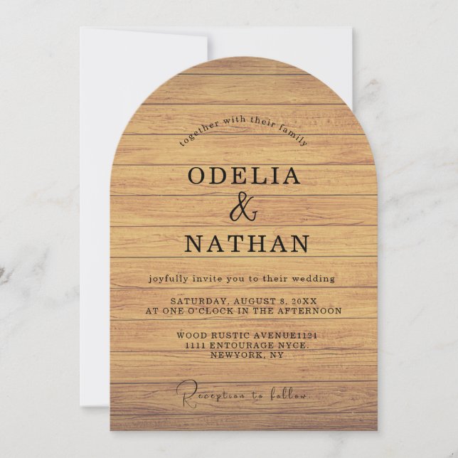 Modern Minimalist Wooden Texture Wedding Inbjudningar (Framsida)