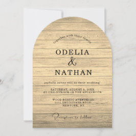 Modern Minimalist Wooden Texture Wedding Inbjudningar