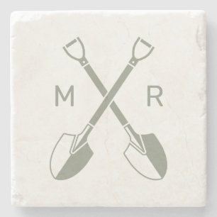 Modern Minimalistic Gardener Logotyp Monogram-Grön Stenunderlägg
