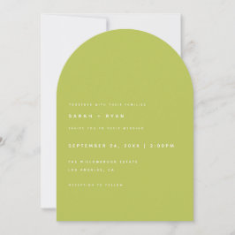 Modern Minimalistic Lime Green Arch Wedding Inbjudningar