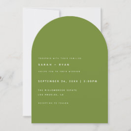 Modern Minimalistic Olive Green Arch Wedding Inbjudningar