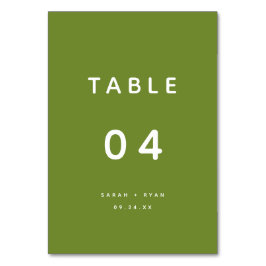 Modern Minimalistic Olive Green Custom Wedding Bordsnummer
