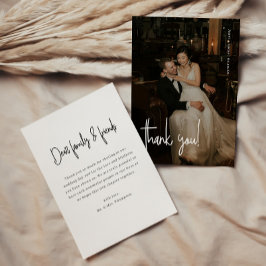 Modern Minimalistic Script Full Photo Wedding Tack Kort
