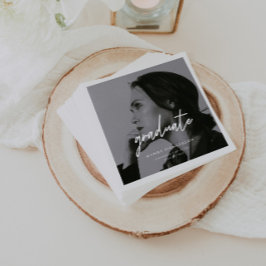 Modern Minimalistic Script Photo Graduation Party Pappersservett