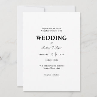 Modern Minimalistic Wedding Invitation Inbjudningar