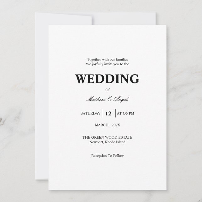 Modern Minimalistic Wedding Invitation Inbjudningar (Framsida)