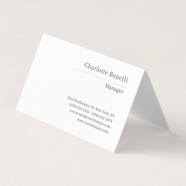 Modern minimalistiserad serif-skriftstil Plain Pre Visitkort (Framsida)