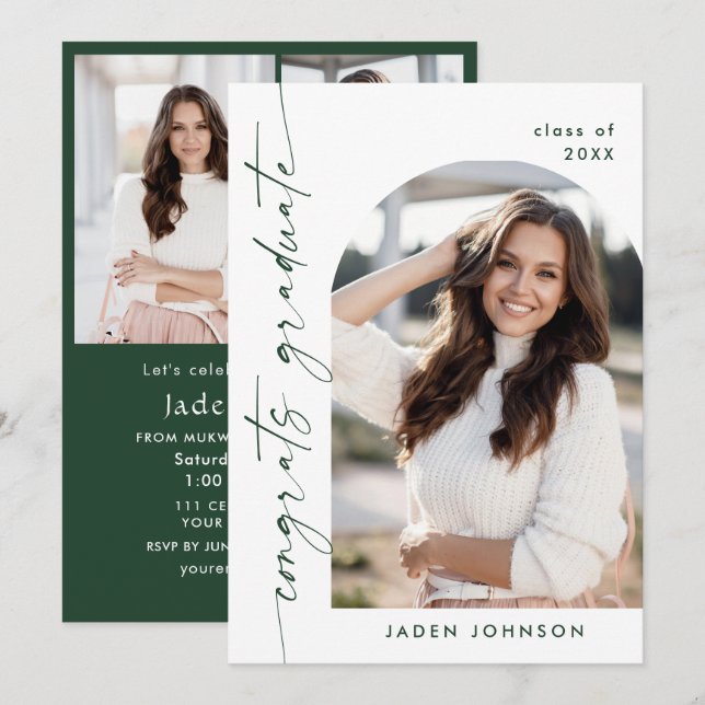 Modern minimalistisk 1 4-PHOTO-Studentfest Inbjudningar (Fram/baksida)