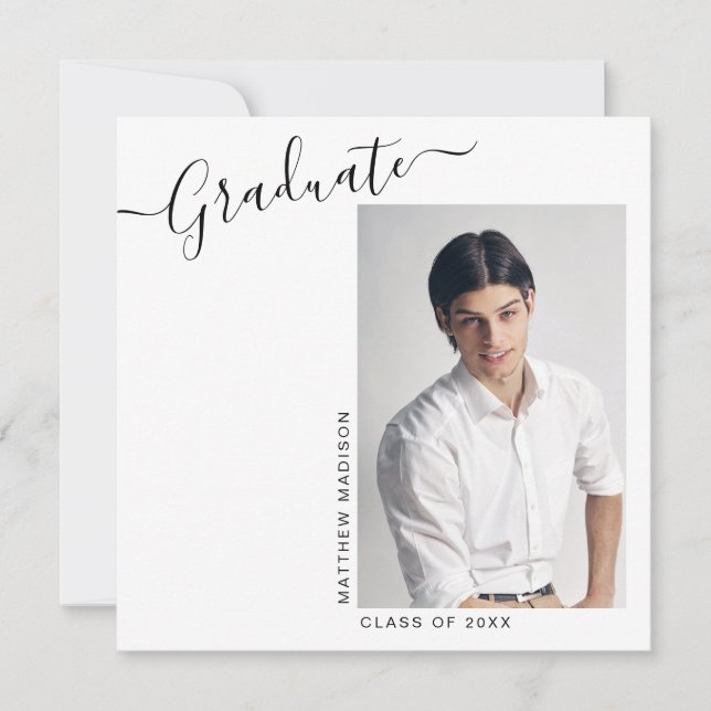 Modern minimalistisk 1 foto-kvadrat Studenten Meddelande (Framsida)
