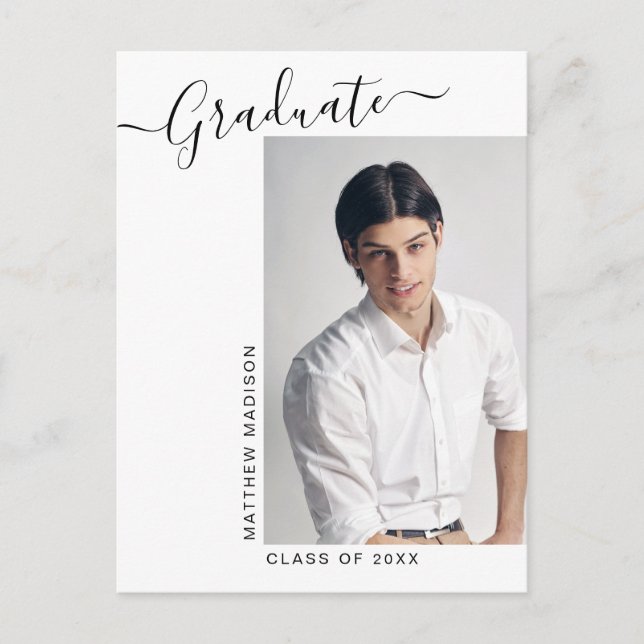 Modern minimalistisk 1-foto-Studenten-meddelande Vykort (Framsida)