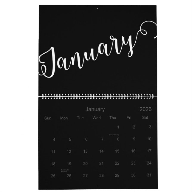 Modern, minimalistisk, 2025 års kalender (Jan 2026)