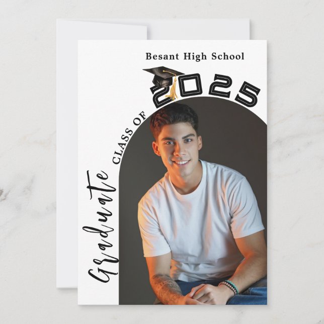 Modern Minimalistisk 2 Foto Examenfest  Inbjudningar (Framsida)