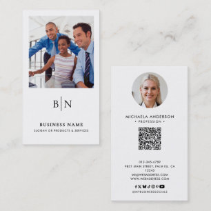 Modern Minimalistisk 2-Foto QR-kod & Sociala Medie Visitkort