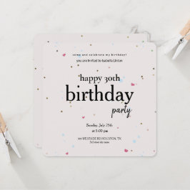 Modern minimalistisk 30års födelsedag Party, 30:e  Inbjudningar