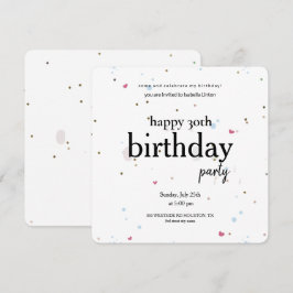 Modern minimalistisk 30års födelsedag Party, 30:e  Inbjudningar
