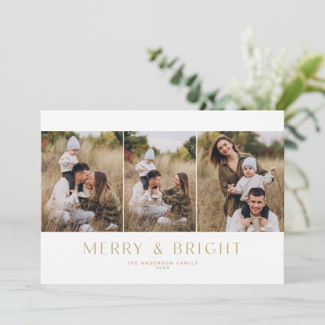 Modern Minimalistisk 3-Foto Kort  (Stående Fram)