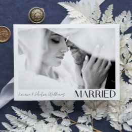 Modern minimalistisk, 3-foto-skript Bröllop Meddelande