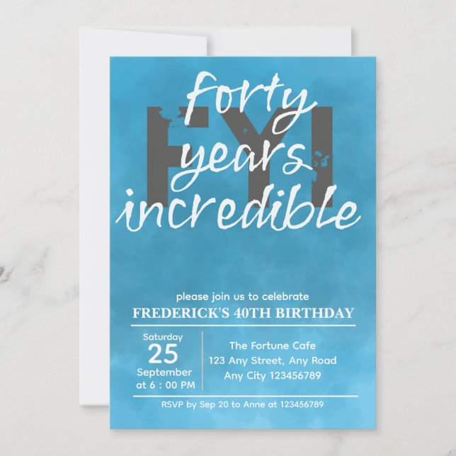Modern minimalistisk 40-årsfirande inbjudningar (Framsida)