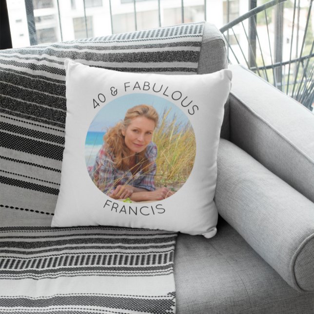 Modern Minimalistisk 40 & Fantastisk Foto Kudde (Modern Minimalist 40 & Fabulous Photo Throw Pillow)