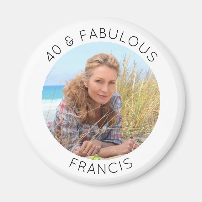 Modern Minimalistisk 40 & Fantastisk Foto Magnet (Framsidan)