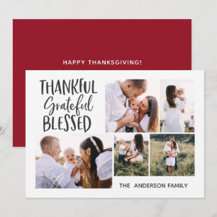 modern minimalistisk 4-foto tackkort för thanksgiv julkort