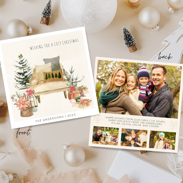 Modern minimalistisk 4-fotoillustration av vattenf julkort (Skapare uppladdad)