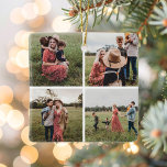 Modern minimalistisk 4-fotokollage julgransprydnad keramik<br><div class="desc">Skapa din egen anpassningsbar julprydnad med 4 av bilderna i ett enkelt rutnätsfoto.</div>