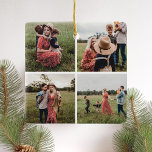 Modern minimalistisk 4-fotokollage julgransprydnad keramik<br><div class="desc">Modern minimalistisk 4 fotokollage-prydnadsföremål</div>