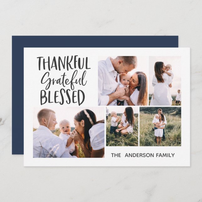 modern minimalistisk 4 fototackningsdag 4 juli-hel julkort (Fram/baksida)