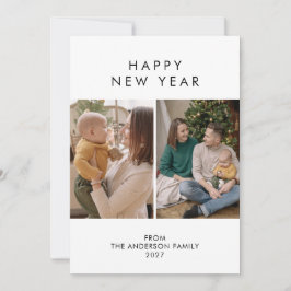 Modern minimalistisk 5-foto collage för nyår julkort