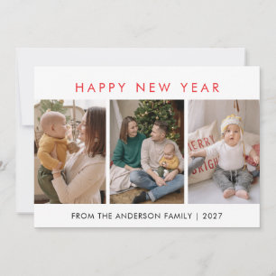 Modern minimalistisk 5-foto collage Nyår Julkort