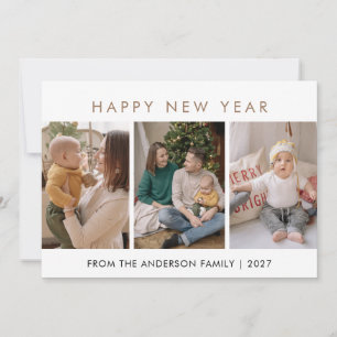 Modern minimalistisk 5-foto collage Nyår Julkort