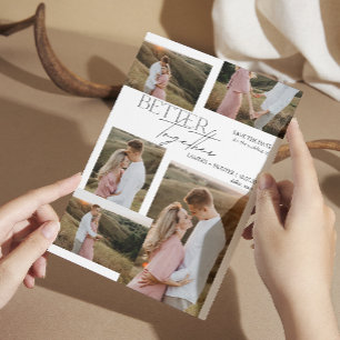 Modern minimalistisk 5-fototypografi Bröllop Spara Datumet