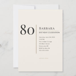 Modern minimalistisk 80-års firande för vuxna inbjudningar