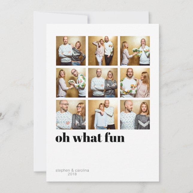 Modern Minimalistisk 9 Ruta Jul Foto Julkort (Framsida)