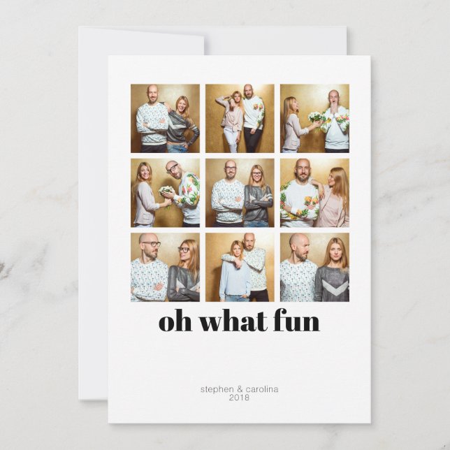 Modern Minimalistisk 9 Ruta Jul Foto Julkort (Framsida)