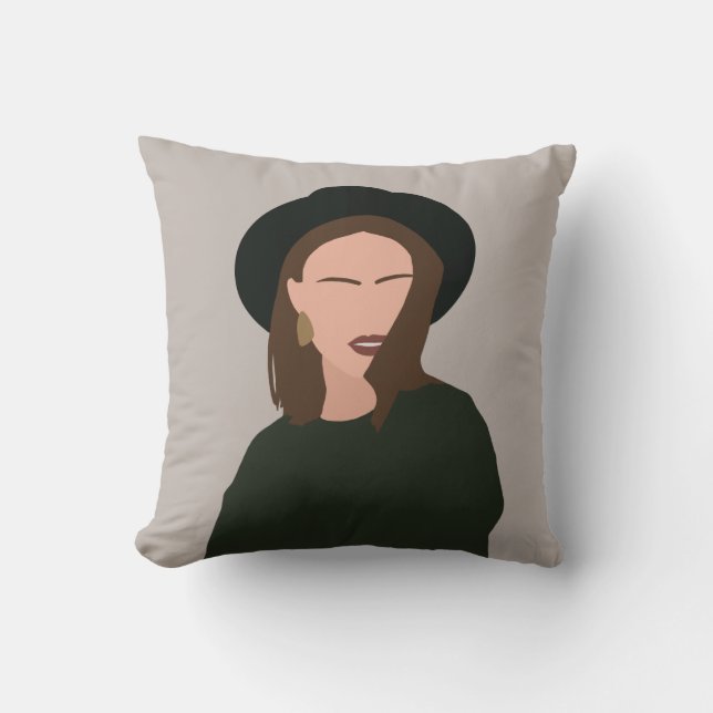 Modern minimalistisk Abstrakt flicka i Hat Kudde (Framsida)
