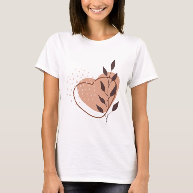 Modern Minimalistisk Abstrakt Heart Line Art Teckn T Shirt (Framsida)