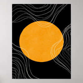 Modern minimalistisk Abstrakt, svart och Gult Post Poster