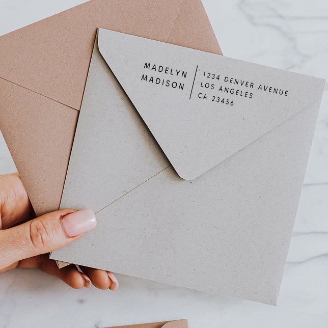 Modern minimalistisk Adress och Namn Självfärgande Stämpel (Skapare uppladdad)